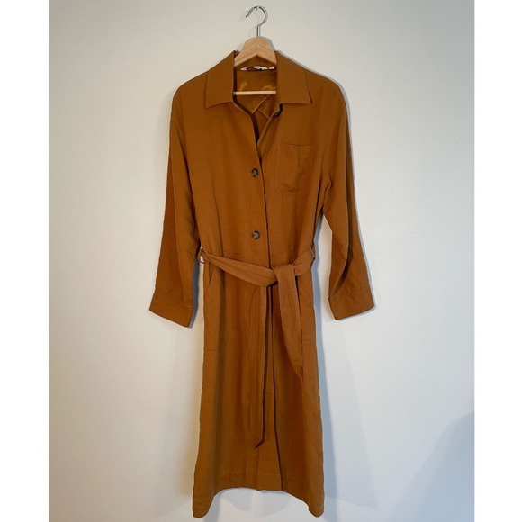 & Other Stories Linen Blend Trench Coat in Rust - Picture 5 of 9